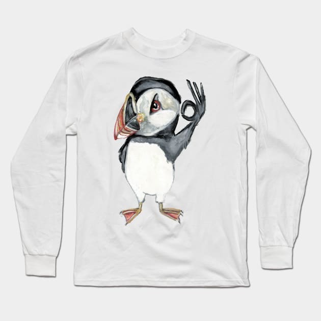 OK Puffin Long Sleeve T-Shirt by msmart